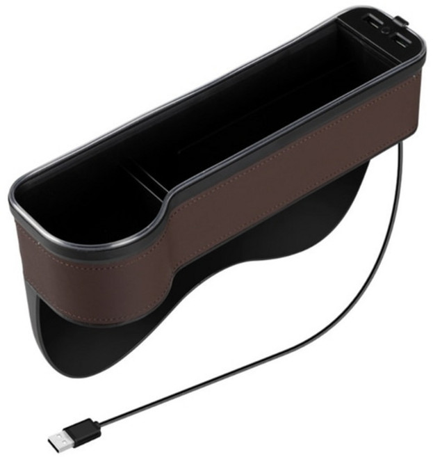 다기능 자동차 좌석 틈새 정리 수납함 앞 좌석 콘솔 사이드 포켓 USB 충전 2 개 포함 LED 조명 91AE, 06 BN1