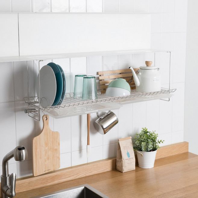 할메이드 부착식 식기건조대 씽크선반 슬라이드 P쟁반 설치형 싱크선반, 1개, 1단