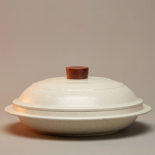 인덕션 사용 가능한 세라믹 코팅 주물 뚝배기 가마솥, 1개, 아이보리, 28cm