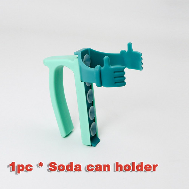 허그 소다 캔 홀더 휴대용 여행용 컵 맥주 주스용 뚜껑 및 실리콘 빨대 포함, Blue green Holder