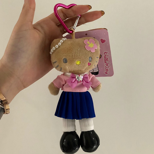 정품 롱다리 태닝 키티 교복 키링 가방참 가방고리 Y2K, 1개, 교복 태닝 키티