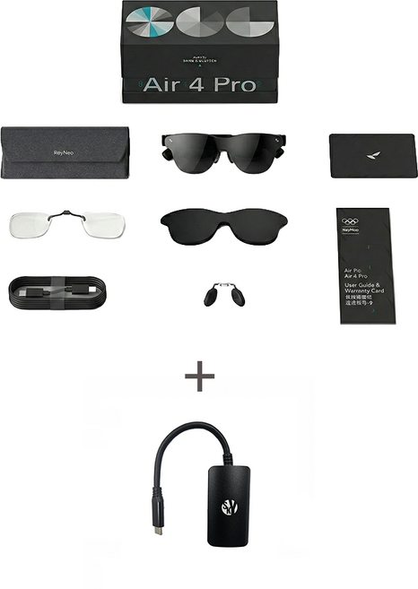 TCL RayNeo Air4 Pro + 65W 충전허브[공식스토어] / AR글래스 / Bang Olufsen Audio / HDR지원 / 스마트안경, 1개, RayNeo Air4 Pro/XRGF39