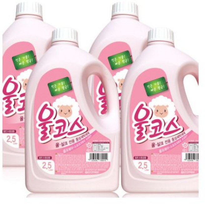울코스 액체세제 2.5L x 4개 중성 세탁세제 홈드라이