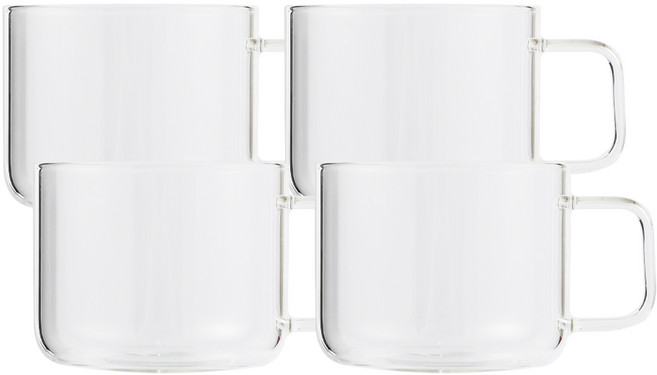 마린 베이직 머그컵 홈카페 내열유리컵 손잡이 투명유리컵 4P 250ml