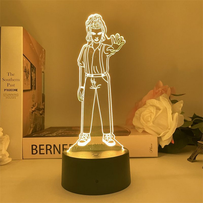 怪奇物語 電影周邊 變色氛圍燈 LED透明壓克力燈牌, 1個, 6861 怪奇物語單色暖光usb插電燈座