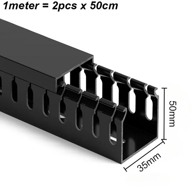 Hider Wall 케이블 관리 검정색 레이스웨이 키트 와이어 슬롯 표면 장착형 배전함 전기 캐비닛 배선, 50cm, 15 Black 35x50mm-50cm