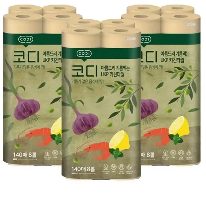 코디 기름먹는 키친타올 140매 8롤x3팩, 1개