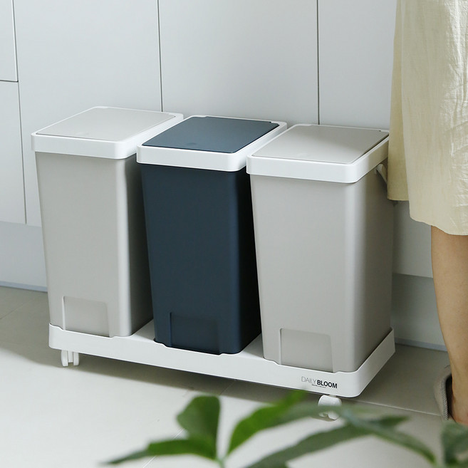 살림선생 분리수거쓰레기통 재활용 가정용분리수거함 대 화이트, 2단, 1개