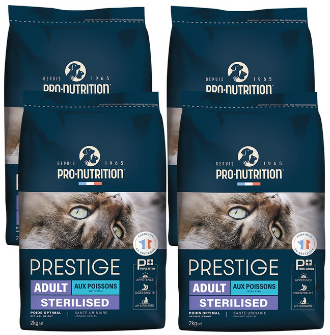 (항균 삽 증정) 프로뉴트리션 프레스티지 캣 피쉬 중성화 어덜트 고양이 사료, 2kg, 4개