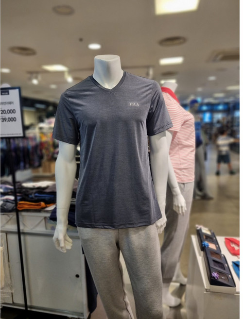 휠라언더웨어 남성 브이넥 반팔티셔츠 RSG2604M 그레이