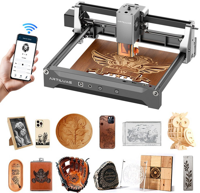 ARTILUME 3W 휴대용 레이저 각인기 마킹기 커팅기 아크릴 목공 금속 한글 설명서 U1, 1개