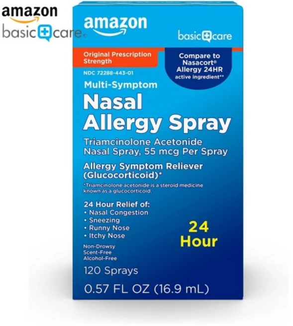Amazon Basic Care 다증상 비강 스프레이 트리암시놀론 아세토나이트 14.8ml(미국직송), One／0.57 Fl Oz Pack of 1, 1개 - 쿠팡