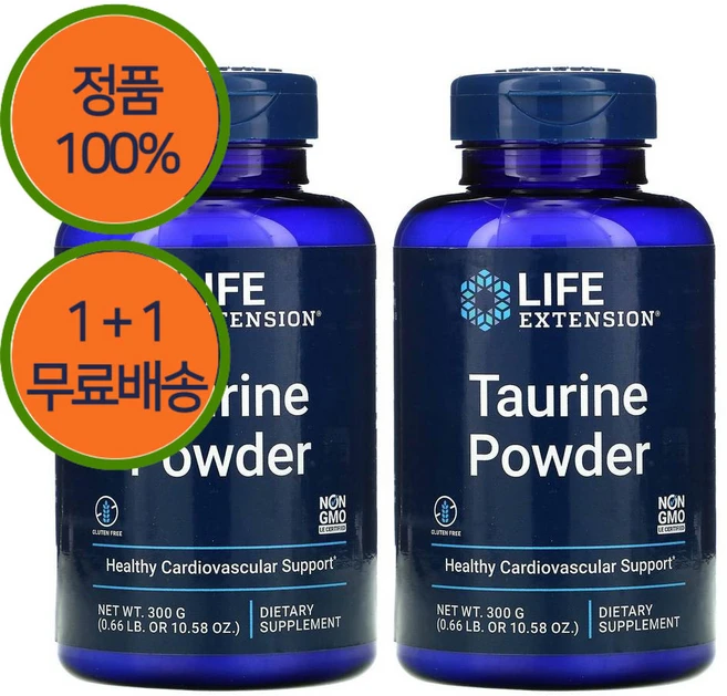 1+1 라이프익스텐션 타우린 750mg 분말 파우더 가루 300g, 1개 - 쿠팡