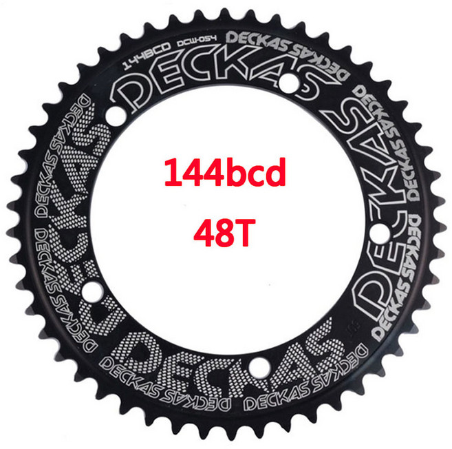 Deckas 고정 기어 픽시 라운드 체인 링 트랙 바이크 44T 58T 톱니 144 bcd 특수 단일 속도 휠 체인휠 144BCD, 03 144BCD 48T, 1개
