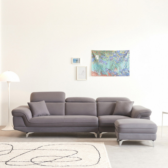 서광퍼니처 에이든 아쿠아텍스 패브릭 4인용 소파 sk, 에이든 4인_그레이 (스툴포함)