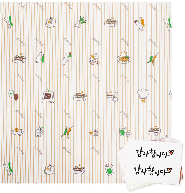 벅스웨이 당근김밥포장지 200장+감사합니다 스티커 100장, 1세트