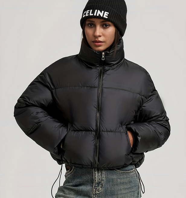 Moment Shop 여자 숏패딩 하이넥 경량 크롭 패딩점퍼