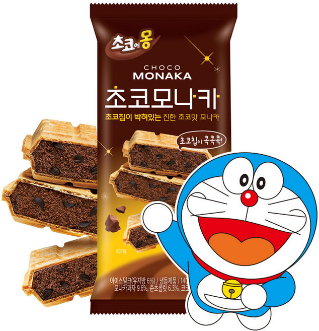 초코에몽 초코모나카 (냉동) 140ml 12개/초코칩이 박혀있는 진한 초코맛 모나카, 12개