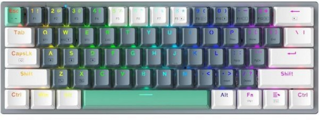 Machenike 마체니케 KT68 프로 65 RGB 무선 컴팩트 기계식 게이밍 키보드 맞춤형 LED 화면 3모드 68키 핫스왑 브라운 스위치 반갈림 방지 투명 키캡 윈도우맥, Brown Switch, White