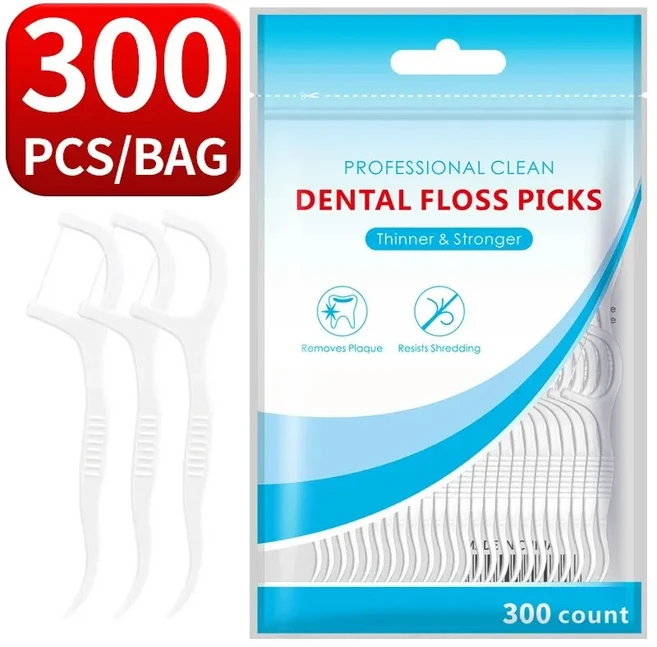 치과용 치실 및 플라스틱 이쑤시개 일회성 틈새 청소 구강 관리 200 개, 06 1 bag of 300 pieces