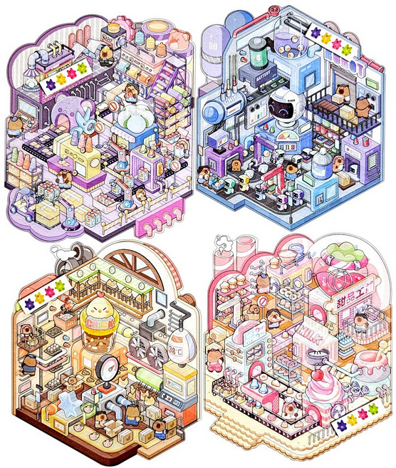 하영이네 마이홈 집꾸미기 스티커 4종 세트 시즌7 카피바라월드버전, 1세트