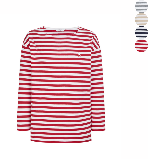 헤지스 여성 스트라이프 면 긴팔 티셔츠 의류 중년 골프