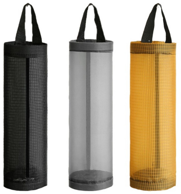 더블트리 공간절약 비닐봉투 통기성 수납백, 3개, 블랙+그레이+옐로우