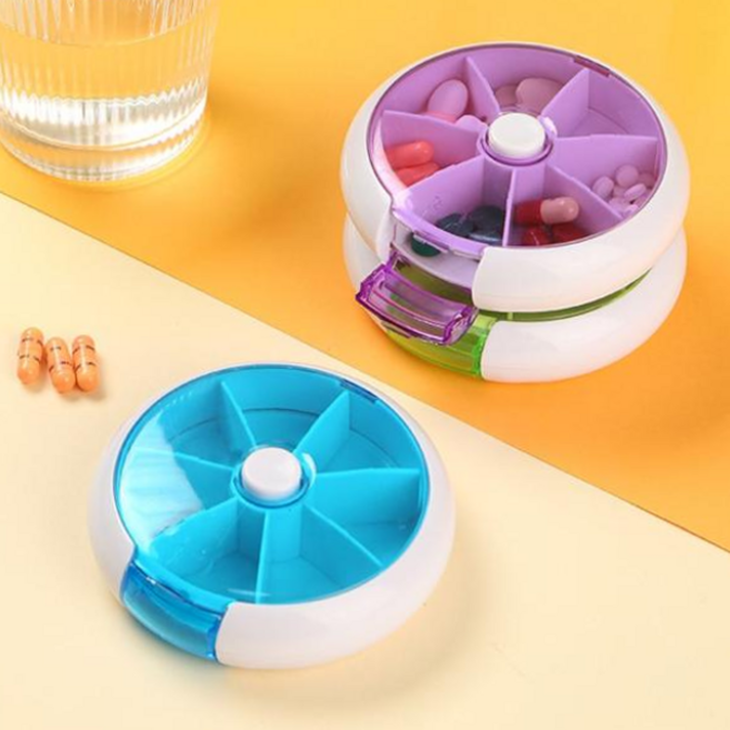 상도일SH 원터치 회전 약통 케이스 알약보관함 약케이스, 블루, 1개