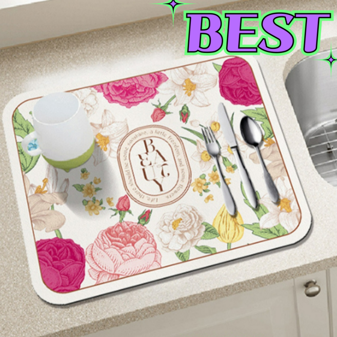 빌픽 빨아쓰는 규조토 드라잉매트, 1개, 마틸다플라워