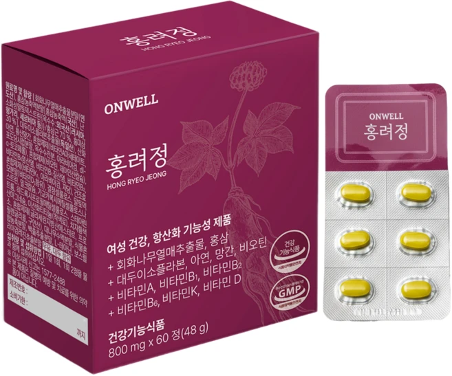 홍려정 여성 갱년기 영양제 바이트로겐 식물성 에스트로겐 여성 호르몬 영양제 대두 이소플라본, 1박스, 60정 - 쿠팡