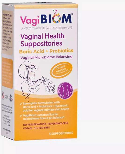 바지바이옴 보릭애씨드 프리바이오틱 서포지토리 VagiBIOM Boric acid-Preobiotic Suppository 5회분, 1개