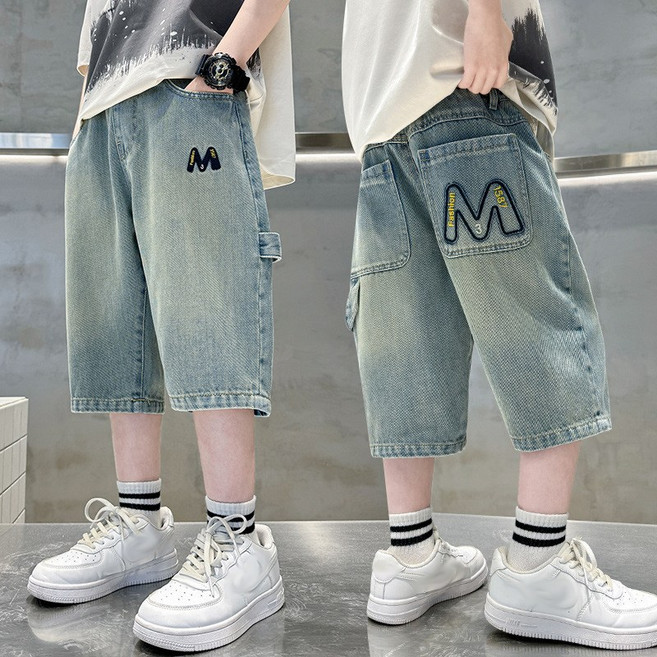 룩앤필 남아 데일리 와이드 5부 청반바지