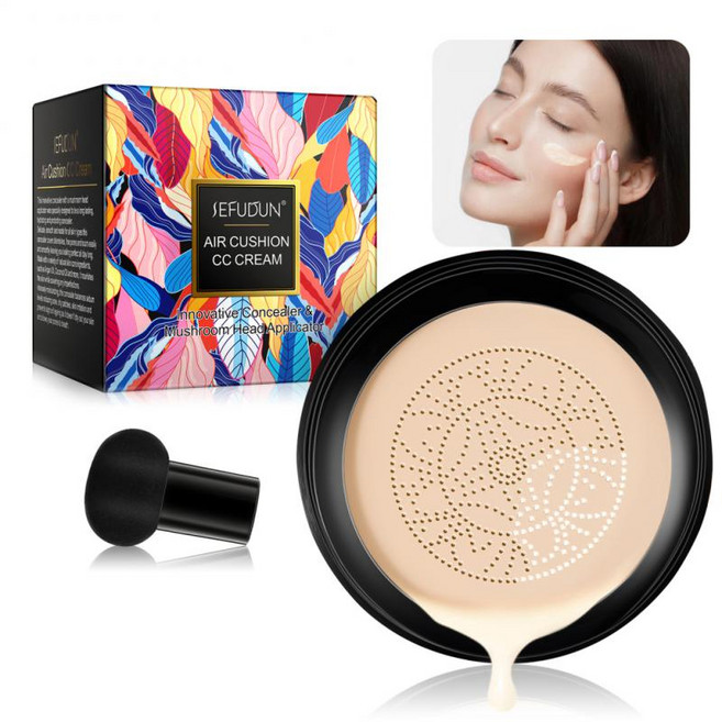 bb크림 cc크림 버섯 헤드 에어 쿠션 BB CC 크림 모이스춰 라이징 컨실러 풀 커버리지 리퀴드 파운데이션 아이솔레이션 오래 지속되는 메이크업, [02] B01 natural