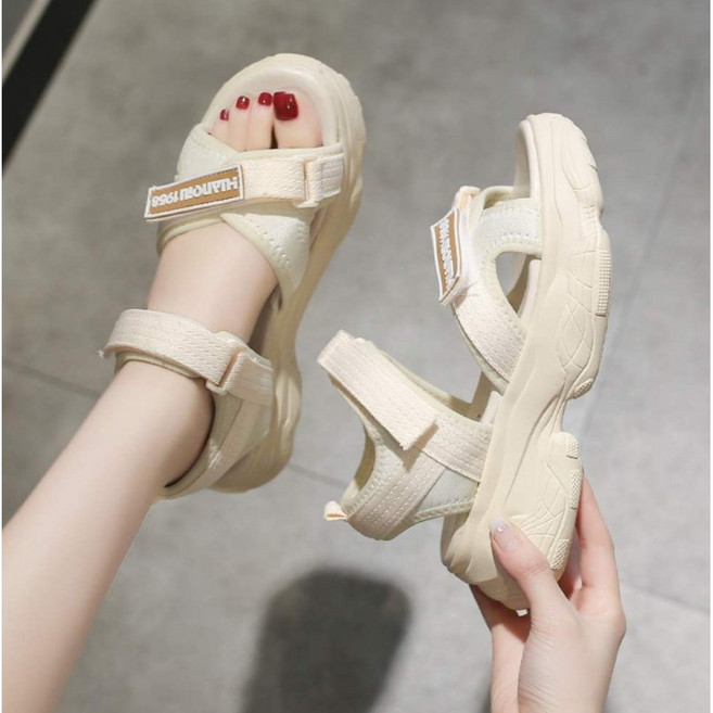 (당일배송) 나디블 6cm 어글리 키높이 벨크로 샌들 2color