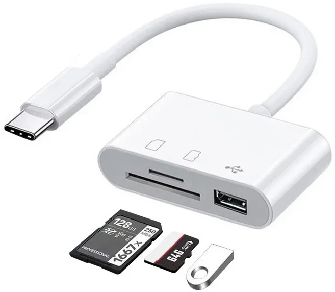 3in 1 타입 C 2.0 어댑터 TF SD 메모리 카드 리더 OTG USB 커넥터 아이패드 프로 화웨이 맥북용, 01 White Card Reader