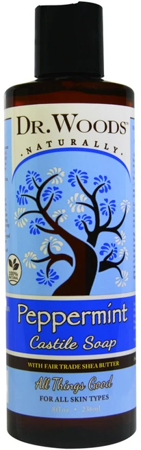 Dr. Woods 페퍼민트 카스티야 비누 시어버터 함유 236ml(8fl oz) 4팩, 236ml - 쿠팡