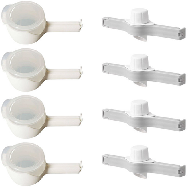 투데이리빙 8개 세트 뚜껑형 + 클립형 밀봉 클립 주방용 밀폐 집게 과자 봉지 양념 클립 다용도 보관용 스틱, 혼합 색상