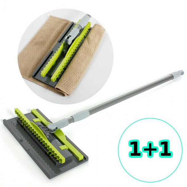 1+1 삼정 집게형 밀대청소기 크린와이퍼 2단 길이조절 극세사 물걸레 청소밀대, 2개