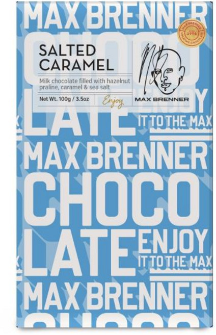 Max Brenner 초콜릿 맥스 브레너 프리미엄 바 고급 이스라엘 코셔 인증 100g 코코아 경험과 버터 함유 이스라엘산 선물 간식에 이상적 1개 다크 70%, 소금 카라멜, 1바