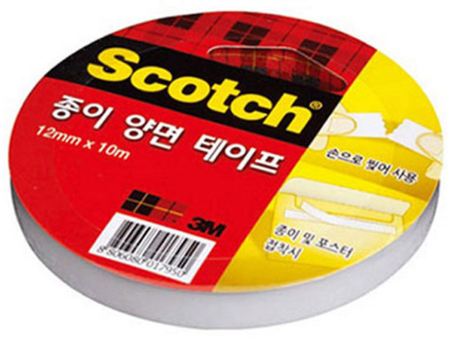 3M 스카치 찢어쓰는 종이양면테이프 12X10, 1개