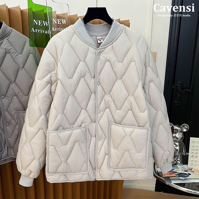 【Cavensi】輕量型保暖菱格壓紋鋪棉外套 內刷毛菱格 絎縫保暖外套