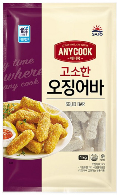 (냉동)사조 애니쿡 오징어바1kg, 1개, 1kg