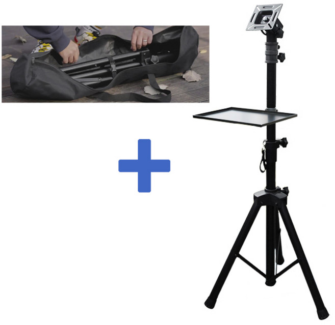 휴대용 모니터 TV 거치대 접이식 삼각대 스탠드 15인치 ~ 32인치, 1개, 04) 스탠드 블랙+선반+전용가방