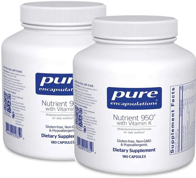 퓨어인캡슐레이션 뉴트리언트 950 비타민K 멀티비타민 캡슐 Pure Encapsulations Nutrient 950 with Vitamin K, 2개, 180정 - 쿠팡
