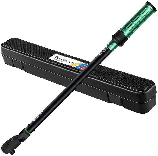 Uharbour 디지털 토크 렌치 3/8 드라이브 0.66-44.29Ft.lbs/0.9-60Nm 범위 이중 방향 래칫이 있는 전기 렌치 진동 버저 및 LED 경고 기능이, 1/2" Drive 30-250 FT.LB Flexib, 1
