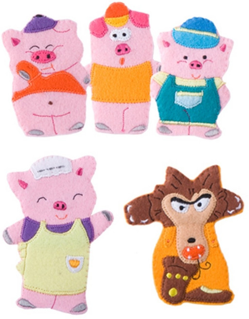 아기돼지삼형제 손가락 인형세트 손인형극 동화교구, 1개