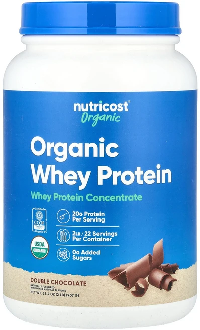 Nutricost 유기농 유청 단백질 더블 초콜릿 907g(2lb) Nutricost (뉴트리코스트), 907 g, 907g, 1개 - 쿠팡