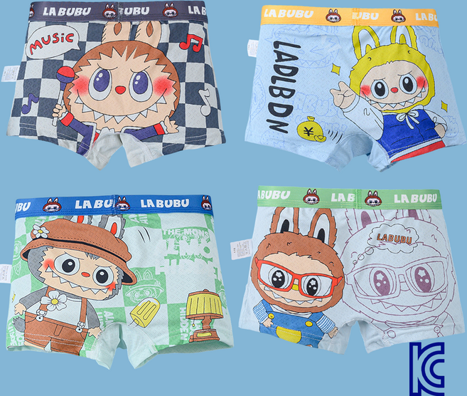 와이비비 남아 아이스실크 쿨 메쉬 라부부 드로즈 사각 팬티 4종세트