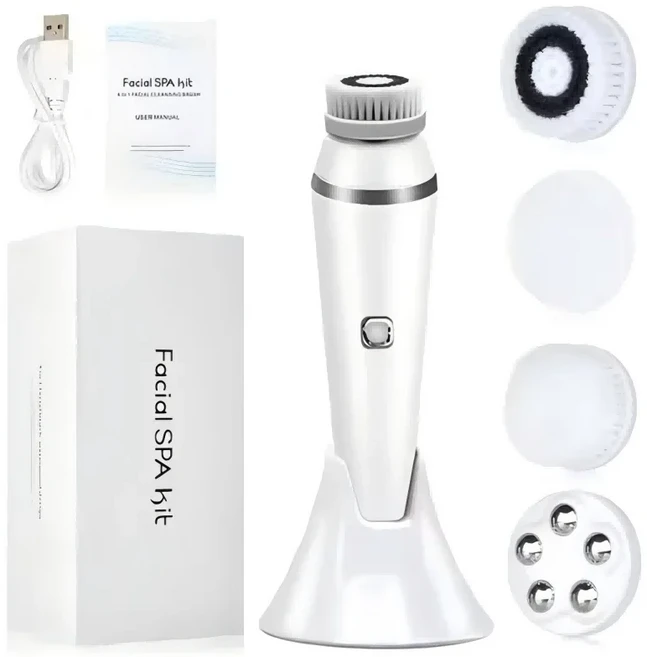 전기 페이셜 클렌징 브러시 딥 클리닝 제거 블랙헤드 모공 제거용 IPX7 방수 페이스 마사지기 클렌징 장치, 02 WHITE