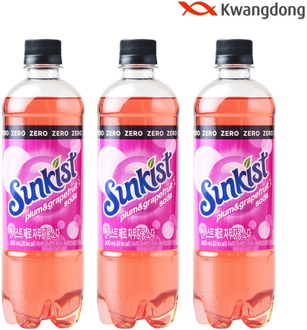 썬키스트 제로 자두자몽 소다, 600ml, 24개